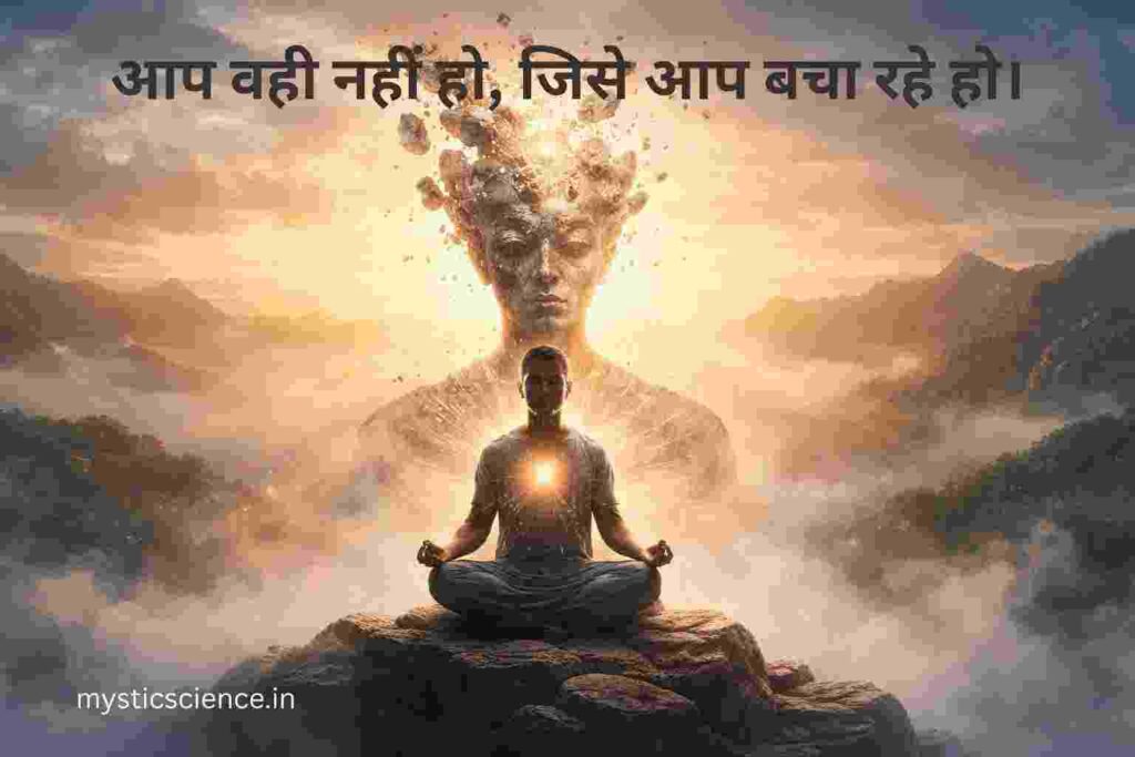 Ego Dissolution shown through meditation and inner awareness beyond identity