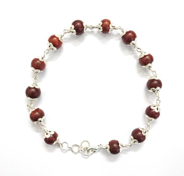 Lal Chandan Bracelet With Silver cap – Adjustable ( लाल चन्दन का ब्रेसलेट ) Red Sandalwood Bracelet – With Lab Report