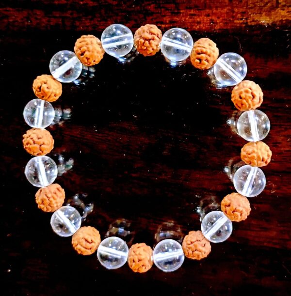 Rudraksha and Sphatik Bracelet – Adjustable ( रुद्राक्ष और स्फटिक ब्रेसलेट ) -With Lab Report